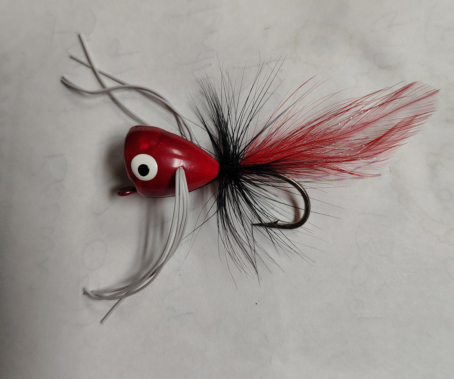 1/2 inch diameter red , white and black popper for panfish