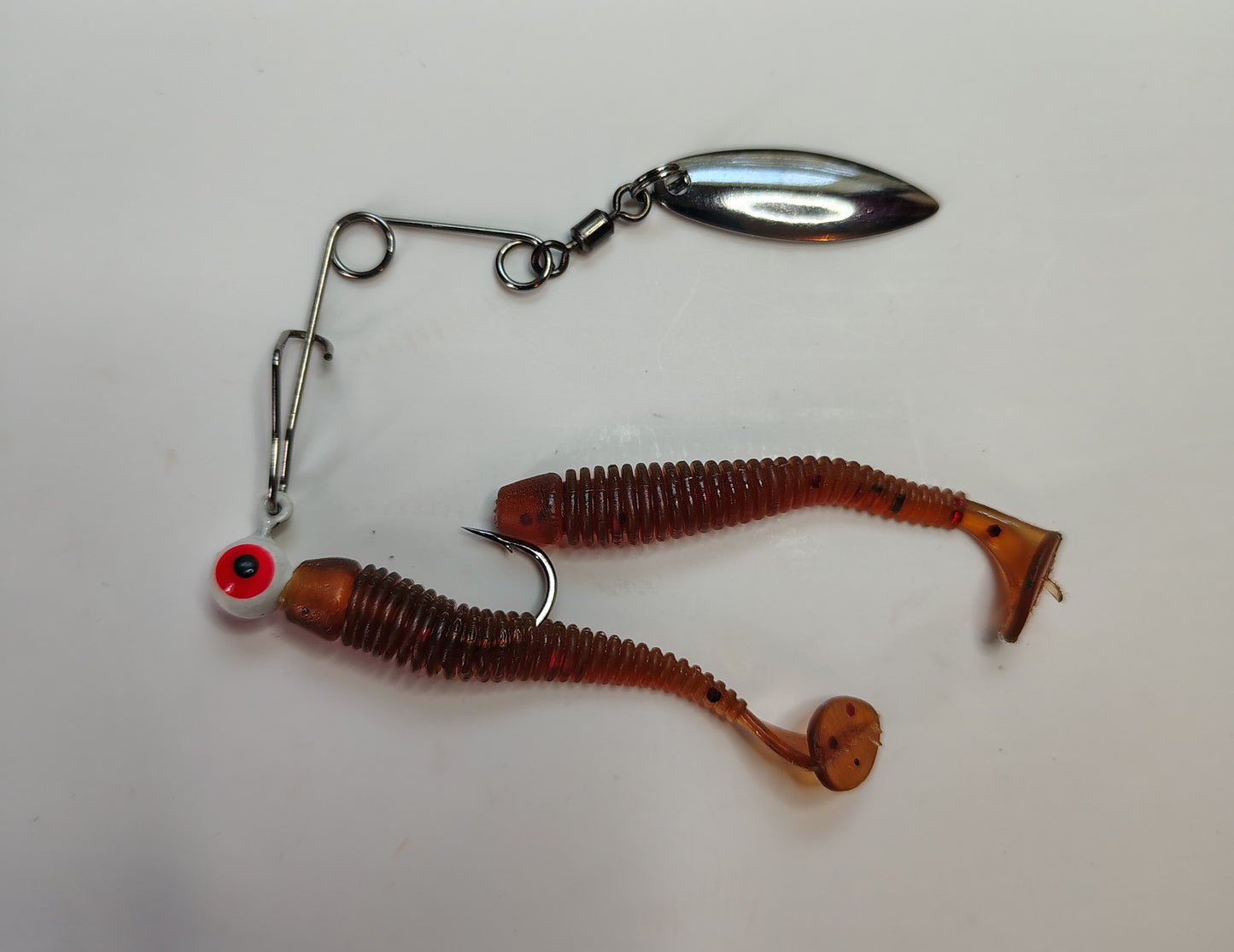 Red Bug swim bait with willow leaf spinner