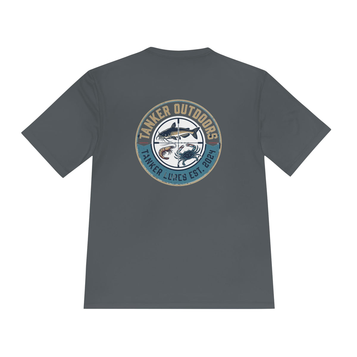 Fishing Logo Moisture-Wicking Tee — TANKER OUTDOORS Vintage Fish Graphic
