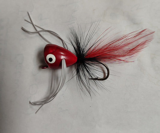 1/2 inch diameter red , white and  black popper for panfish