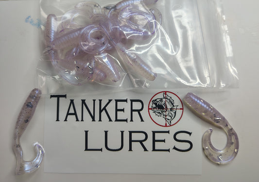 10 pack of gun metal blue 2 inch curly tail grub